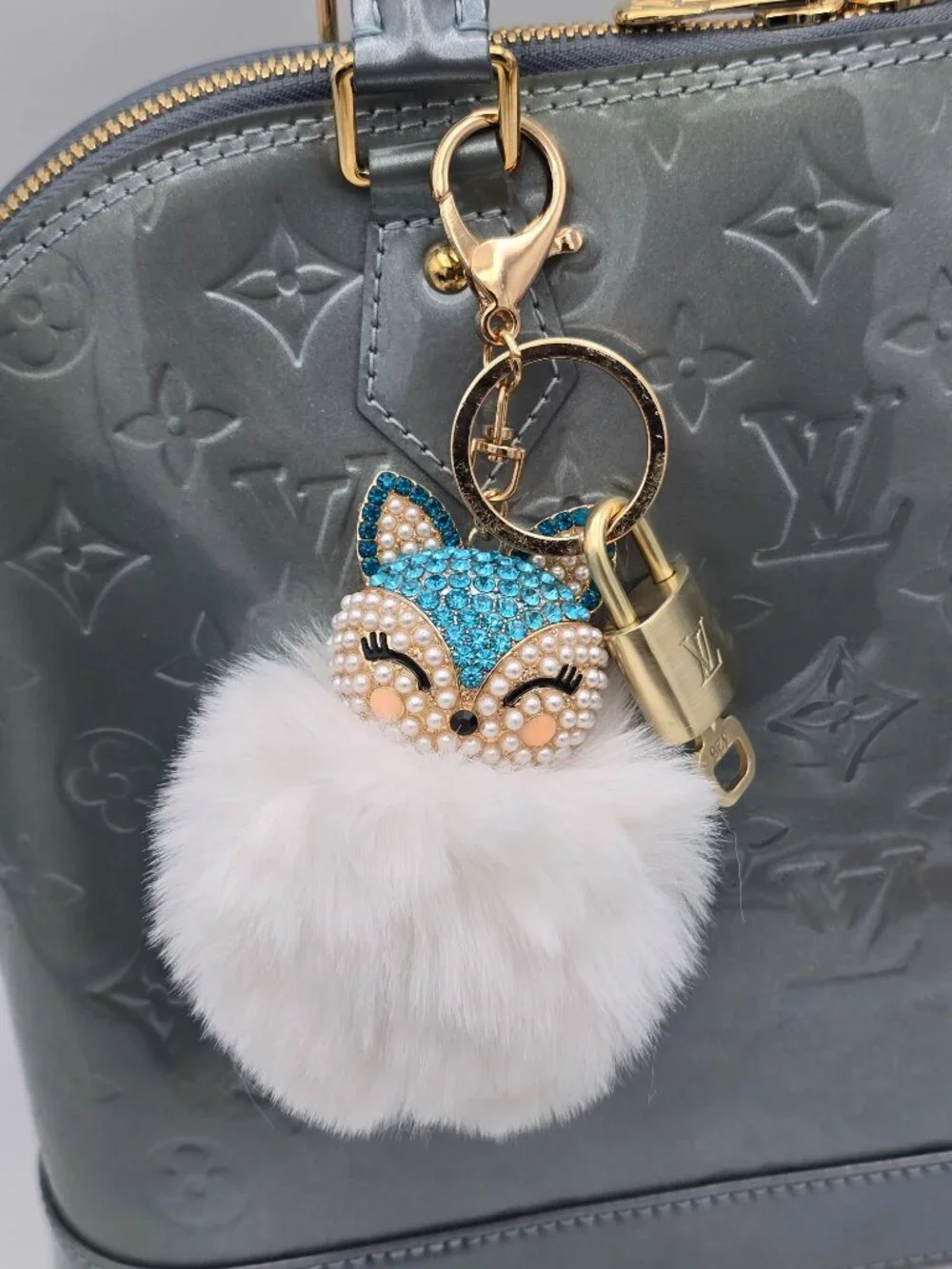 Louis Vuitton Gold Lock 🔒 Authentic LV Key + Unbranded Fox Pom-pom Bag Charm